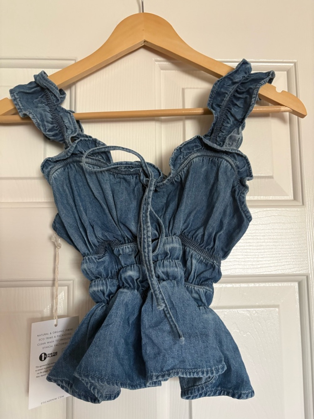 ETICA Denim Ruched Babydoll Top✨NWT